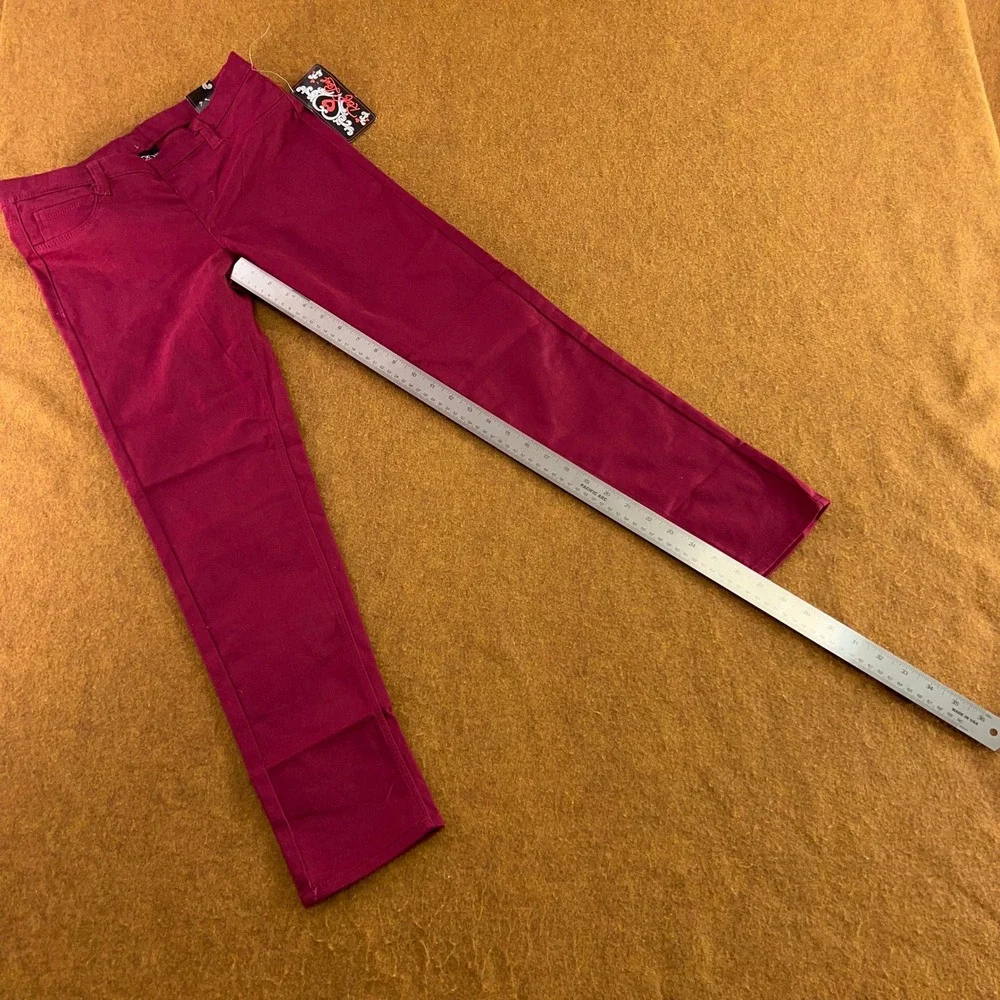 Real Love Girls Size 16 Burgundy Super Stretch Skinny Pants NWT